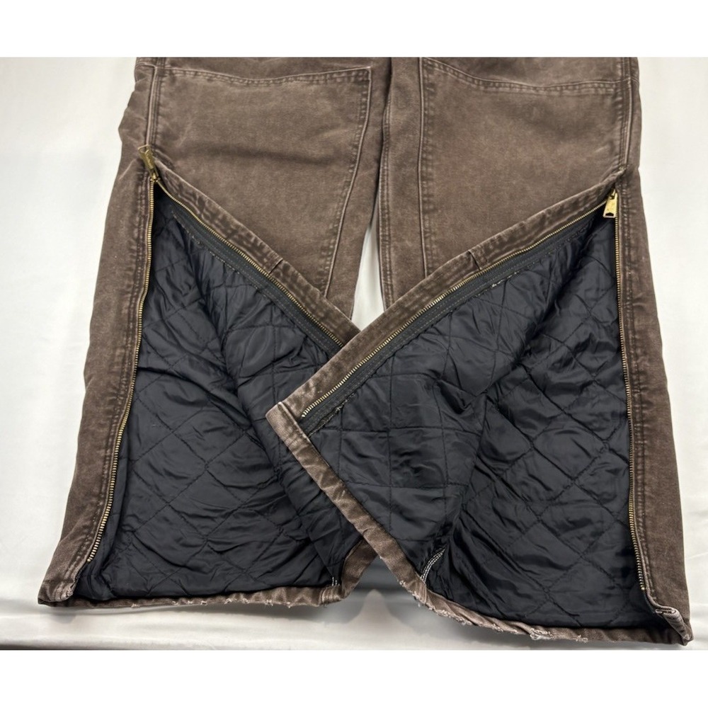 Carhartt R27 CHT Choc Brown Insulated Double Knee Leg Zip Bibs. Men's 40x32 - Picture 13 of 16